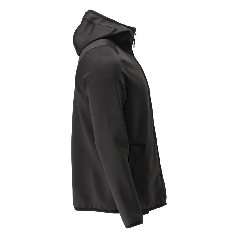 Πουλόβερ φλις, κουκούλα, μπουφάν microfleece με φερμουάρ, μαύρο