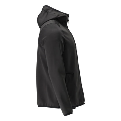 Πουλόβερ φλις, κουκούλα, μπουφάν microfleece με φερμουάρ, μαύρο