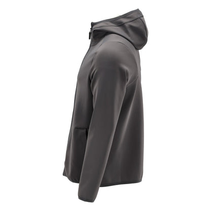 Πουλόβερ φλις, κουκούλα, μπουφάν microfleece με φερμουάρ, γκρι ανθρακί