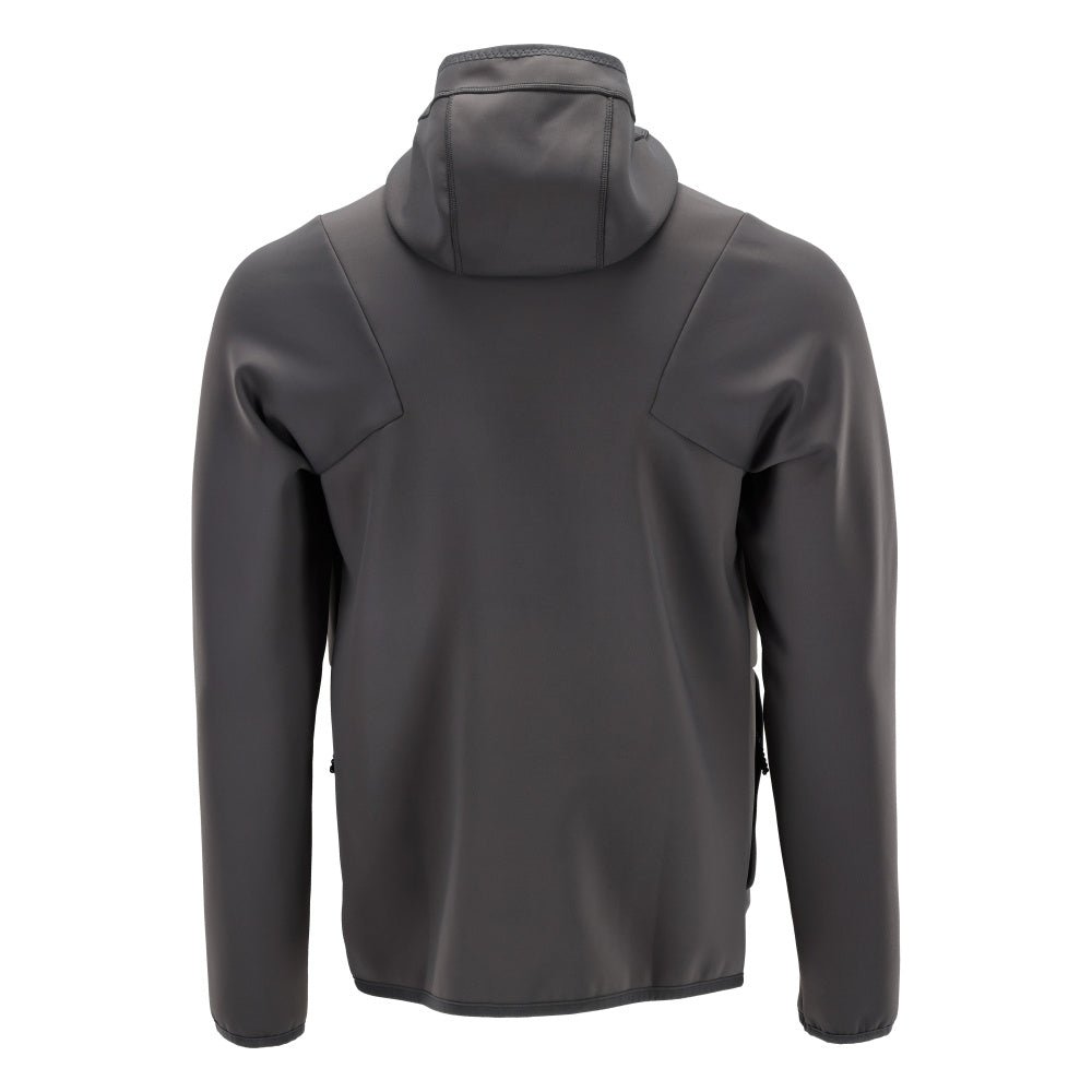 Πουλόβερ φλις, κουκούλα, μπουφάν microfleece με φερμουάρ, γκρι ανθρακί