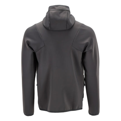 Πουλόβερ φλις, κουκούλα, μπουφάν microfleece με φερμουάρ, γκρι ανθρακί