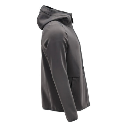 Πουλόβερ φλις, κουκούλα, μπουφάν microfleece με φερμουάρ, γκρι ανθρακί