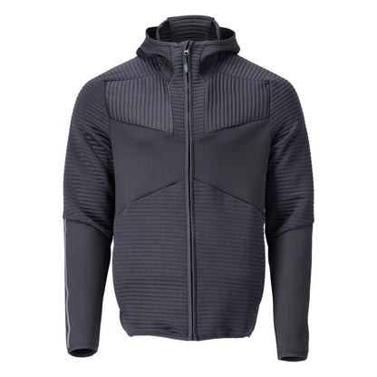 Πουλόβερ φλις, κουκούλα, μπουφάν microfleece με φερμουάρ, μαύρο-μπλε