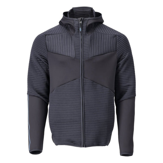 Πουλόβερ φλις, κουκούλα, μπουφάν microfleece με φερμουάρ, μαύρο-μπλε