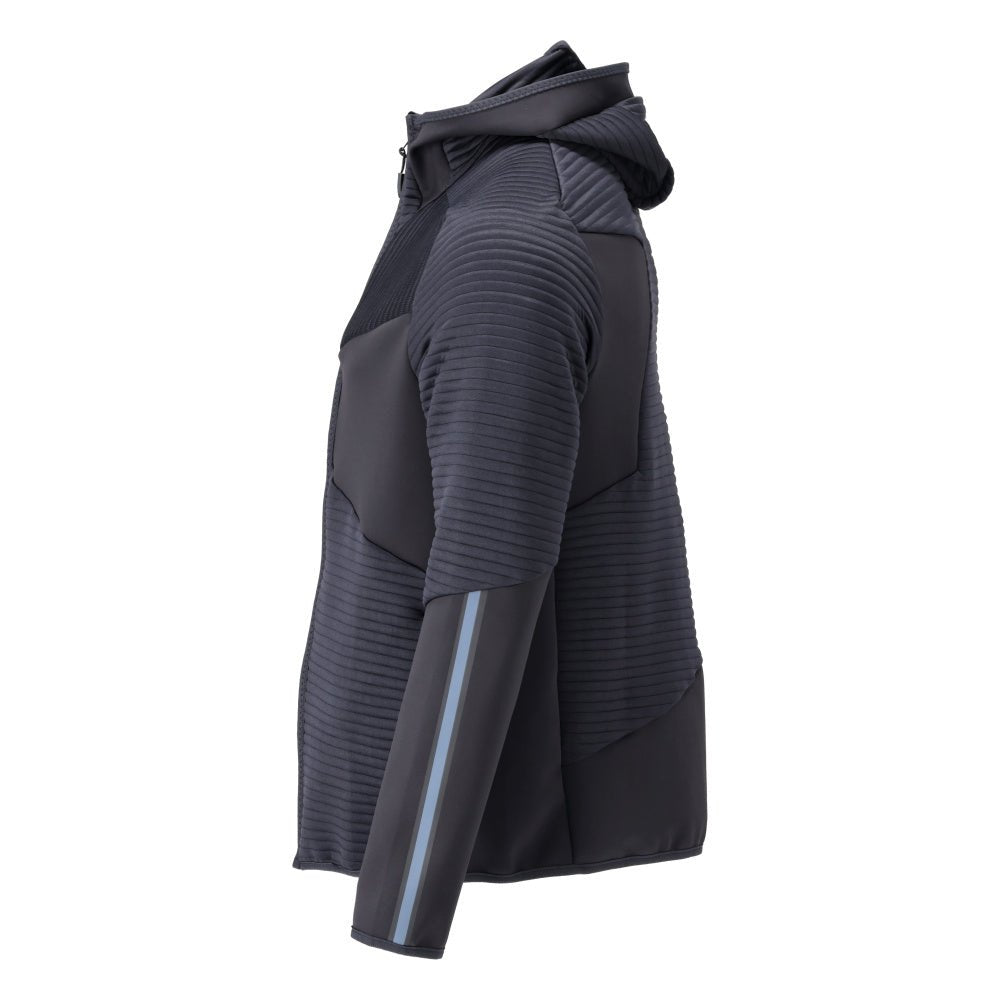 Πουλόβερ φλις, κουκούλα, μπουφάν microfleece με φερμουάρ, μαύρο-μπλε