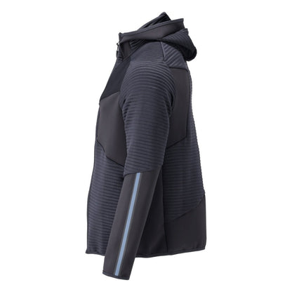 Πουλόβερ φλις, κουκούλα, μπουφάν microfleece με φερμουάρ, μαύρο-μπλε