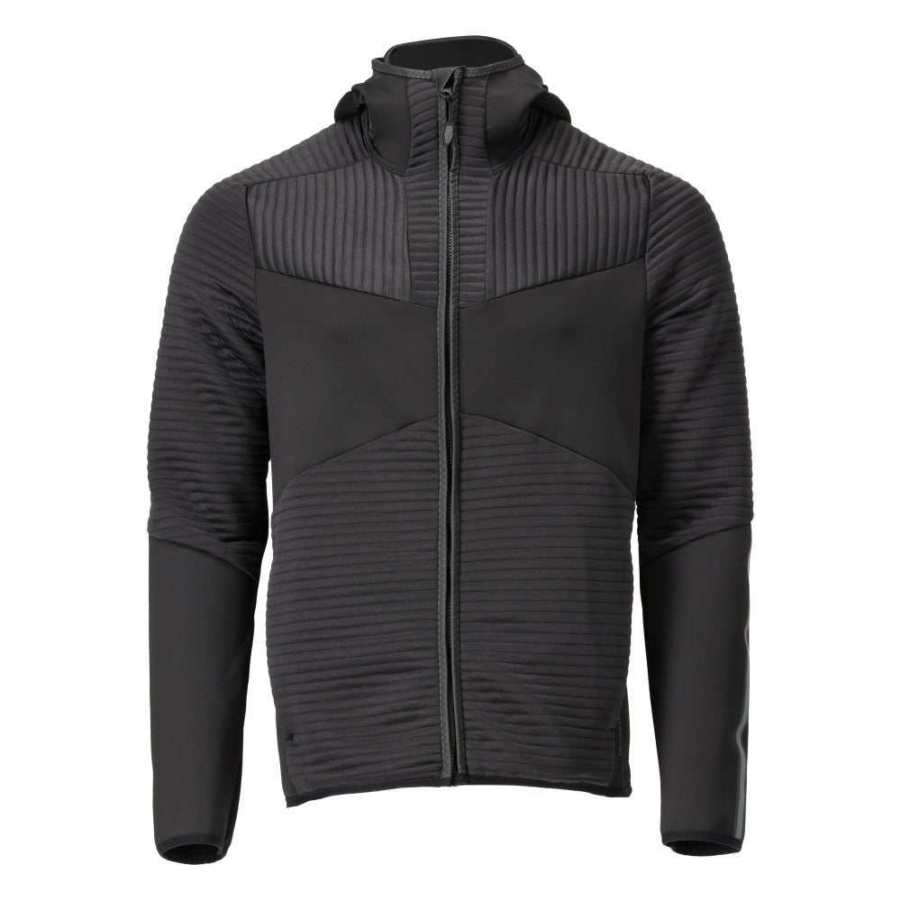 Πουλόβερ φλις, κουκούλα, μπουφάν microfleece με φερμουάρ, μαύρο