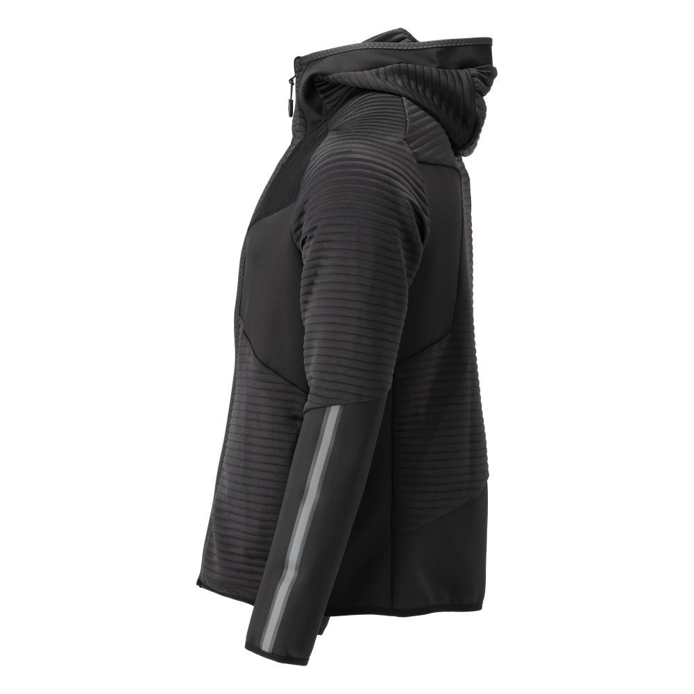 Πουλόβερ φλις, κουκούλα, μπουφάν microfleece με φερμουάρ, μαύρο
