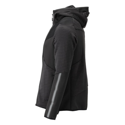 Πουλόβερ φλις, κουκούλα, μπουφάν microfleece με φερμουάρ, μαύρο