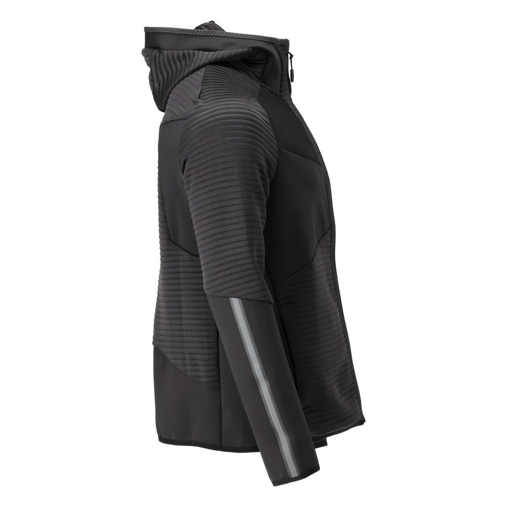 Πουλόβερ φλις, κουκούλα, μπουφάν microfleece με φερμουάρ, μαύρο