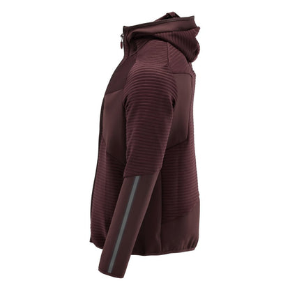 Πουλόβερ φλις, κουκούλα, μπουφάν microfleece με φερμουάρ, μπορντό