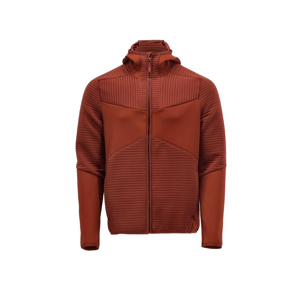 Πουλόβερ φλις, κουκούλα, μπουφάν microfleece με φερμουάρ, φθινοπωρινό κόκκινο