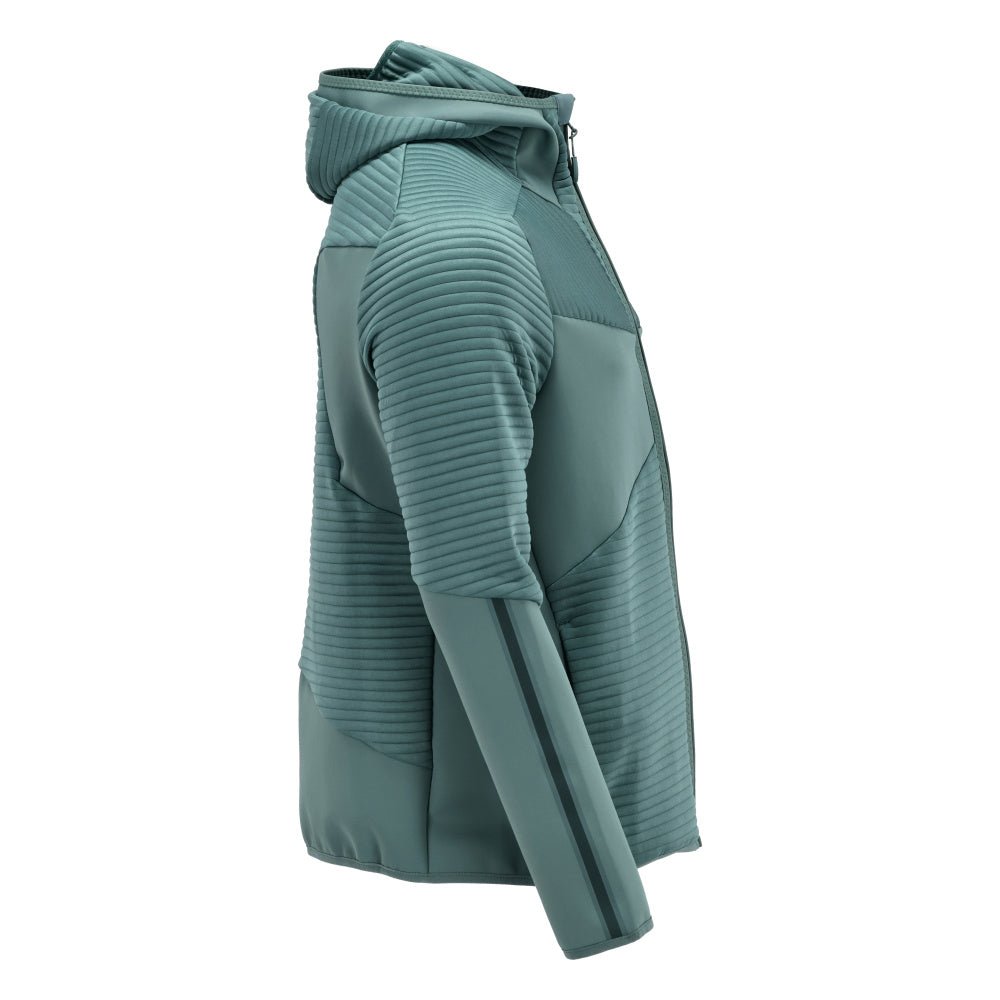 Πουλόβερ φλις, κουκούλα, μπουφάν microfleece με φερμουάρ, ανοιχτό πράσινο του δάσους