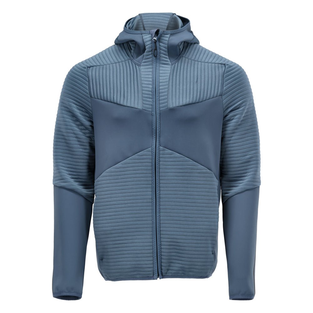Πουλόβερ φλις, κουκούλα, μπουφάν microfleece με φερμουάρ, πέτρινο μπλε