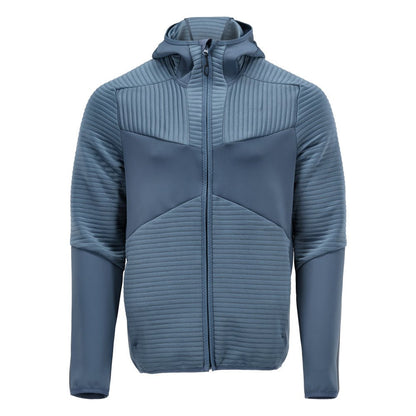 Πουλόβερ φλις, κουκούλα, μπουφάν microfleece με φερμουάρ, πέτρινο μπλε