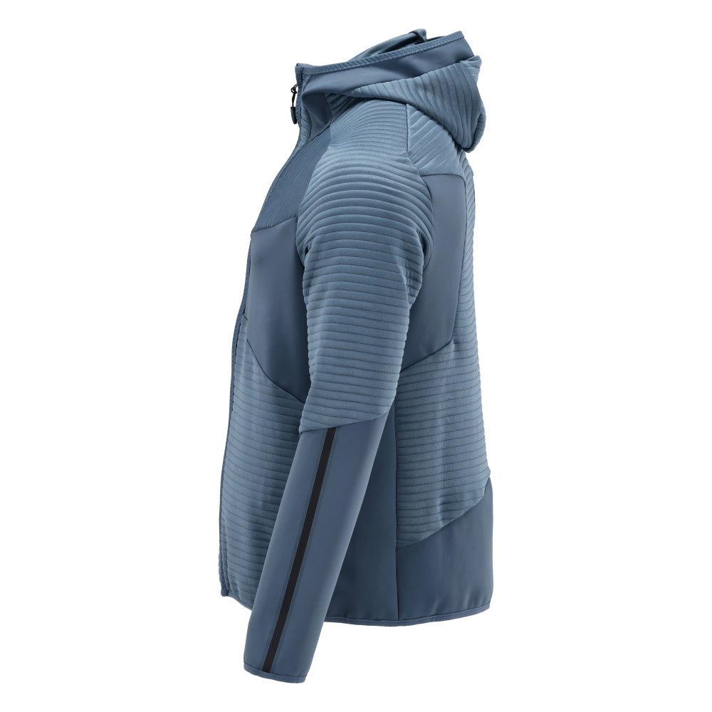 Πουλόβερ φλις, κουκούλα, μπουφάν microfleece με φερμουάρ, πέτρινο μπλε