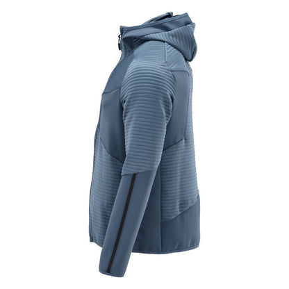 Πουλόβερ φλις, κουκούλα, μπουφάν microfleece με φερμουάρ, πέτρινο μπλε