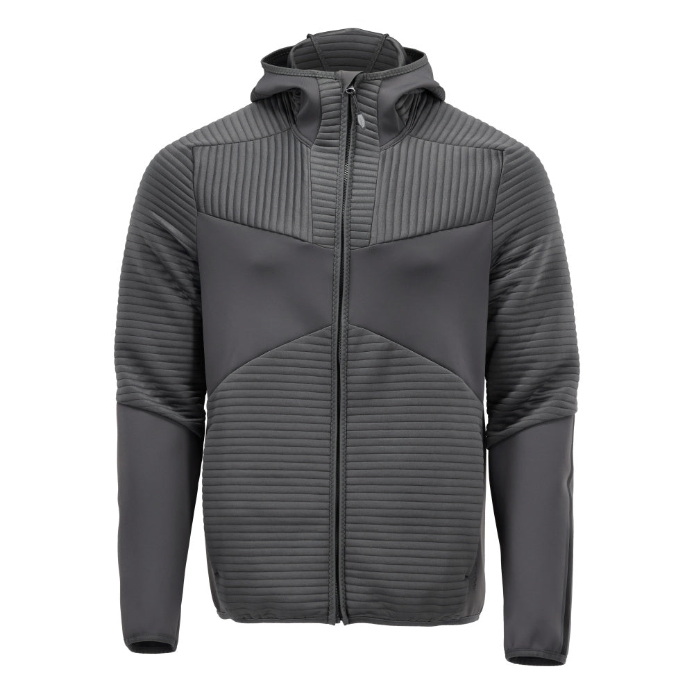 Πουλόβερ φλις, κουκούλα, μπουφάν microfleece με φερμουάρ, γκρι ανθρακί
