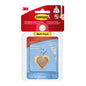 Command™ Mini-Haken, transparent, mit transparenten Strips (18 Haken, 24 Strips) von 3M Deutschland GmbH - Αποθήκευση χωρίς τρύπημα. Συσκευασμένο σε διαφανή πλαστική συσκευασία με branding; ένα κρεμαστό σε σχήμα καρδιάς κρέμεται από τον γάντζο.