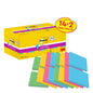 Ένα κίτρινο κουτί με Post-it® Super Sticky Z-Notes (3M Deutschland GmbH), 76x76 mm, 14 μπλοκ + 2 δωρεάν, δείχνει μπλε, ροζ, κίτρινες και πράσινες σημειώσεις. 100% PEFC-πιστοποιημένο (SGSCH-PEFC-COC-110078), 90 φύλλα/μπλοκ.