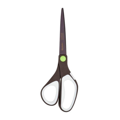 Το ψαλίδι Scotch™ Titan, 20 cm από την 3M Deutschland GmbH είναι ένα μαύρο ψαλίδι με λευκές και πράσινες πινελιές, μυτερή άκρη και εργονομικές λαβές σε λευκό φόντο.