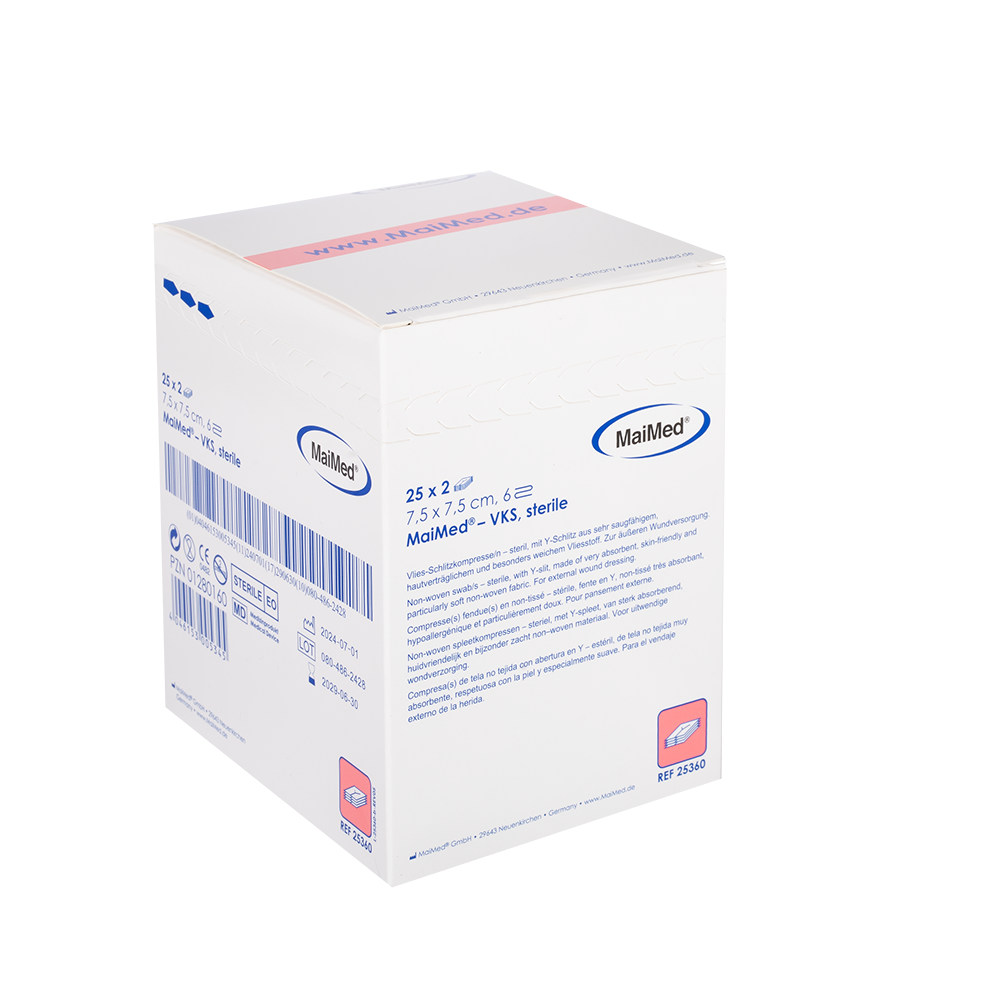 MaiMed-VKS-αποστειρωμένες κομπρέσες φλις με σχισμή, 25x2 τεμάχια/κουτί