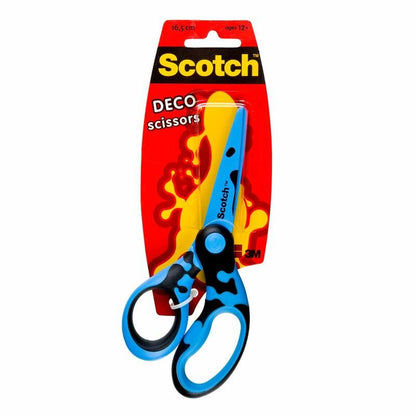 Το ψαλίδι Scotch™ DECO 16,5 cm της 3M Deutschland GmbH σε πράσινο, μπλε ή ροζ χρώμα παραδίδεται σε μονή συσκευασία με πλαστική συσκευασία και κόκκινη και κίτρινη πίσω πλευρά από χαρτόνι. Κατάλληλο για παιδιά από 12 ετών.