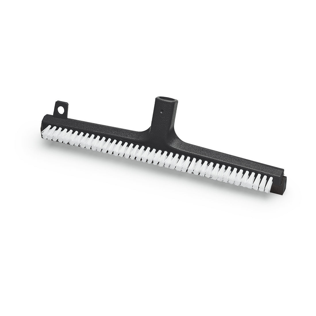 Το Nölle Profi Brush Duo-Wasserschieber 43 cm με βούρτσες από αφρώδες καουτσούκ από την Nölle Profi Brush Bürsten- & Pinseltechnik e.K. είναι ένας μαύρος πλαστικός αποξεστήρας δαπέδου με λευκές βούρτσες αφρού σε σειρά για αποτελεσματικό καθαρισμό.