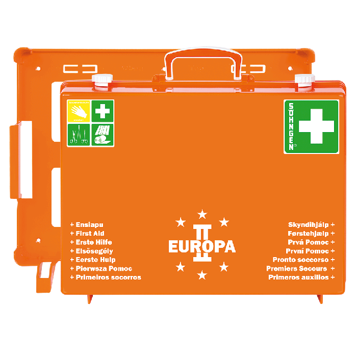 Erste Hilfe Koffer EUROPA II Orange gefüllt