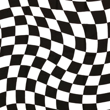 Die Dunicel Mitteldecke 84x84 cm Grand Prix von Duni GmbH zeichnet sich durch ein schwarz-weiß kariertes, wellenförmiges Muster aus, das eine optische Täuschung erzeugt - ideal für auffällige optische Effekte bei festlichen Veranstaltungen. Packung mit 100 Stück.