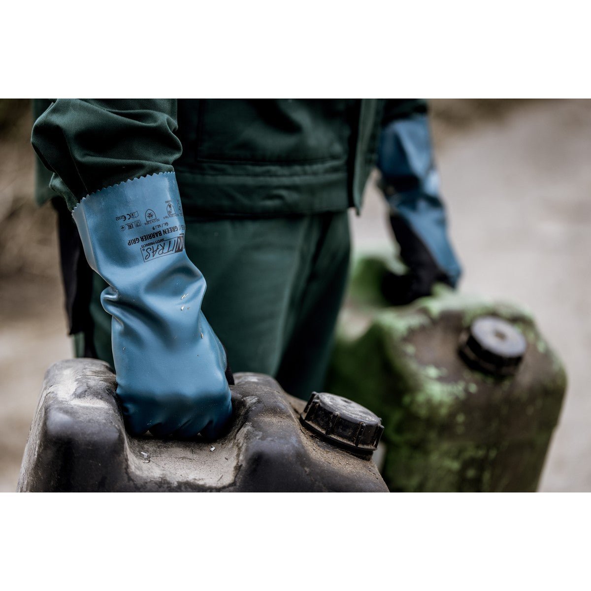 NITRAS GREEN BARRIER GRIP, γάντια χημικής προστασίας, βενζίνης / μαύρο