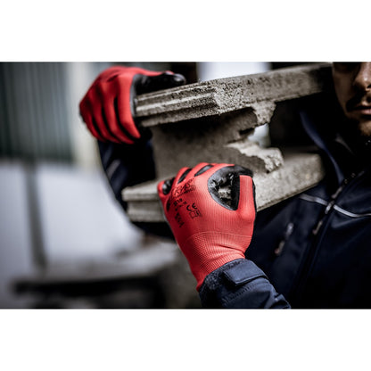 Νάιλον γάντια NITRAS, κόκκινο / μαύρο