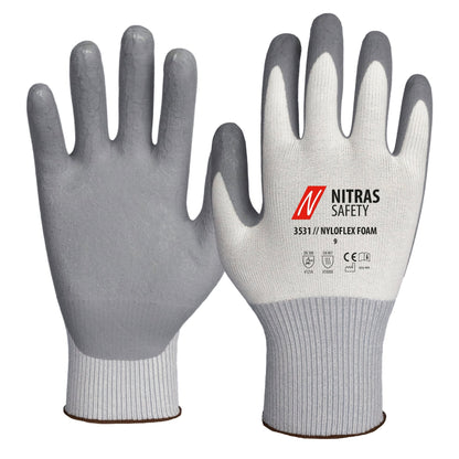 NITRAS NYLOFLEX FOAM, γάντια συναρμολόγησης, λευκό / γκρι