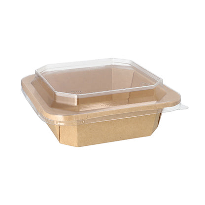Starpak 25 Lunchboxen, ορθογώνια από φιλικό προς το περιβάλλον χαρτόνι με διαφανές πλαστικό καπάκι της μάρκας Starpak σε λευκό φόντο.