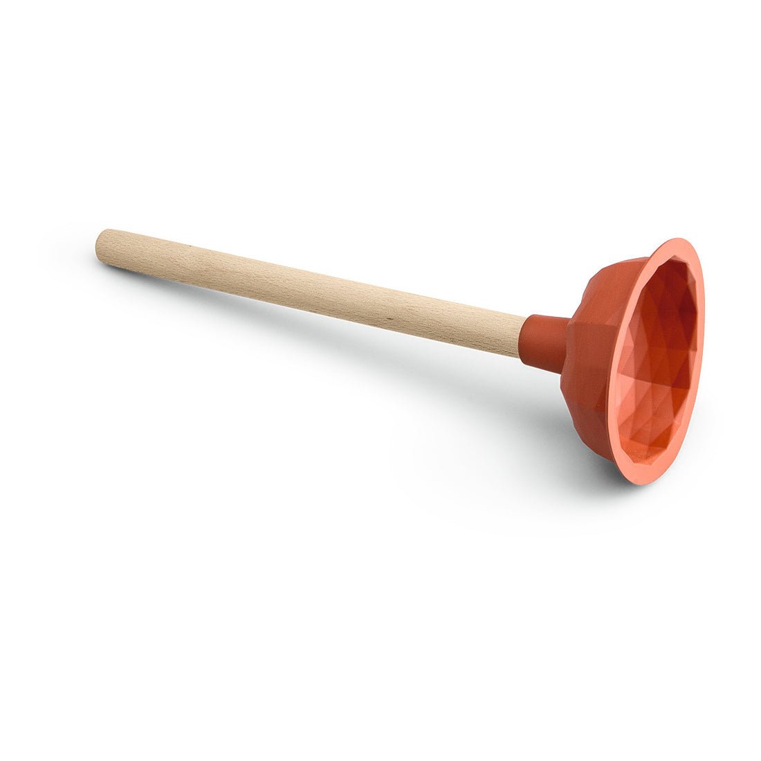 Ο Nölle Profi Brush Ausgusssauger (Ø 110 mm, 35 cm, TPE) από την Nölle Profi Brush Bürsten- & Pinseltechnik e.K. με δομημένο κύπελλο και ανοιχτόχρωμη ξύλινη λαβή βρίσκεται σε λευκή επιφάνεια.