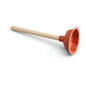 Ο Nölle Profi Brush Ausgusssauger (Ø 110 mm, 35 cm, TPE) από την Nölle Profi Brush Bürsten- & Pinseltechnik e.K. με δομημένο κύπελλο και ανοιχτόχρωμη ξύλινη λαβή βρίσκεται σε λευκή επιφάνεια.