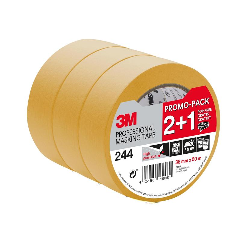 3M™ Painter's Masking Tape 244T3, Promo Pack, 36mm x 50m, 1 Roll/Pack | Συσκευασία (1 ρολό)