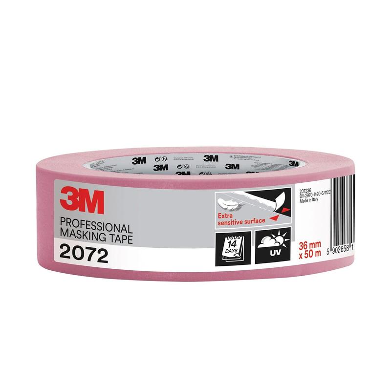 3M™ Painter's Masking Tape 2072 για εξαιρετικά ευαίσθητες επιφάνειες, ροζ, 36mm x 50m, 1 ρολό/συσκευασία | Συσκευασία (1 ρολό)