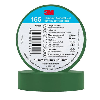 3M™ Temflex™ Vinyl Insulating Tape 165, Green - Electrical Insolating Tape