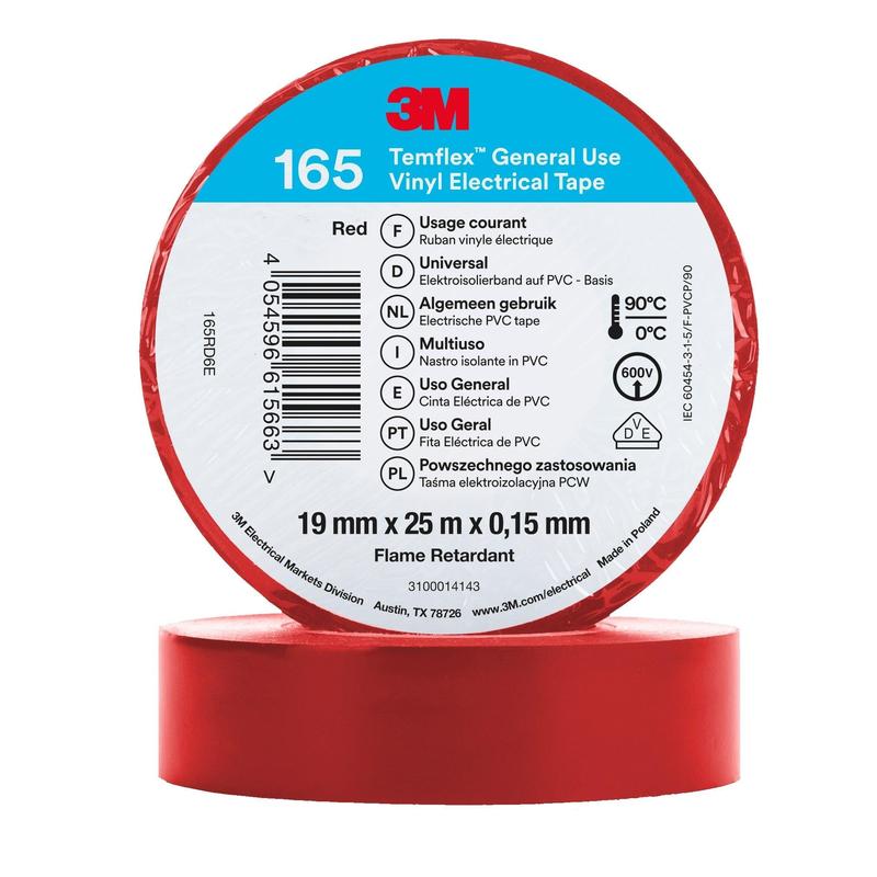 3M™ Temflex™ Vinyl Electrical Tape 165 Red