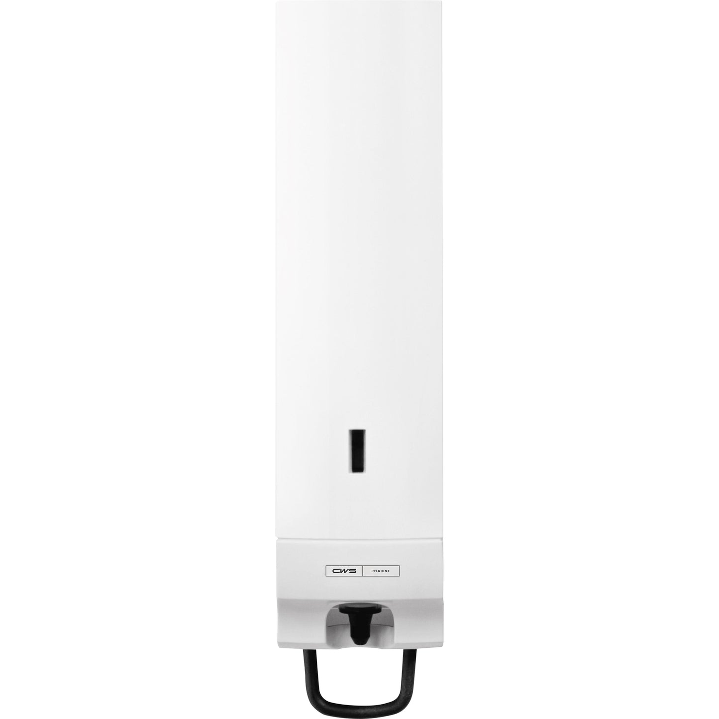 Η συσκευή διανομής αφρού σαπουνιού CWS ParadiseLine Foam Slim, συμπεριλαμβανομένου του πάνελ σε λευκό, είναι ένας επιτοίχιος διανομέας με παράθυρο προβολής και μαύρη λαβή. Ιδανικός για υγιεινό πλύσιμο χεριών, με το λογότυπο της μάρκας "CWS" στο μπροστινό μέρος.