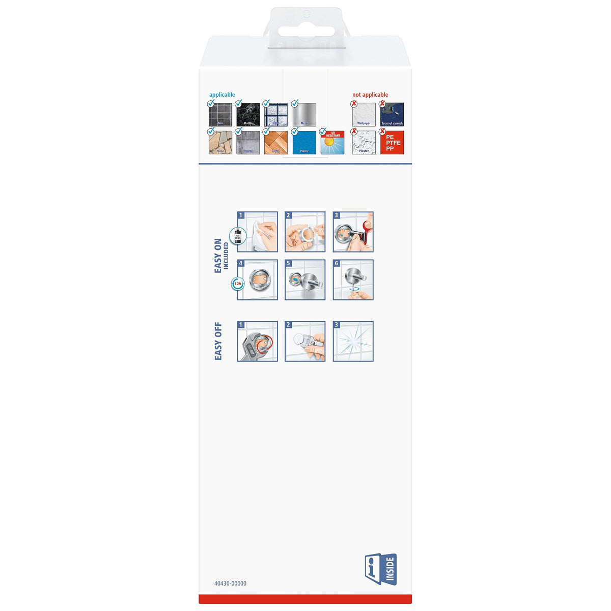 tesa ELEGAANT WC-Garnitur-Set, Metall, verchromt, inkl. Klebelösung