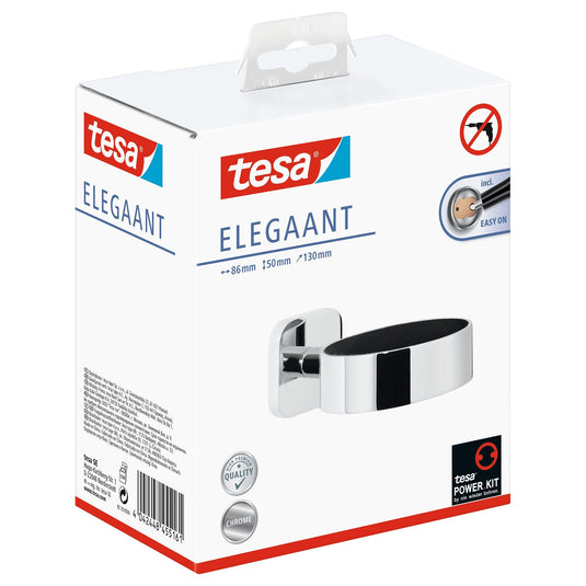 tesa ELEGAANT Βάση για πιστολάκι μαλλιών με επιχρωμίωση, κομψό σχεδιασμό, συμπεριλαμβάνεται αυτοκόλλητη βάση