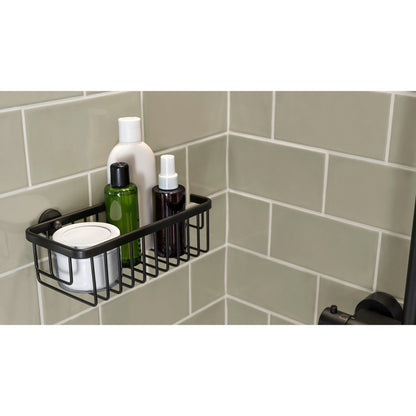 tesa MOON BLACK Duschkorb, mattschwarz, für Dusche und Badewanne – Anwendung