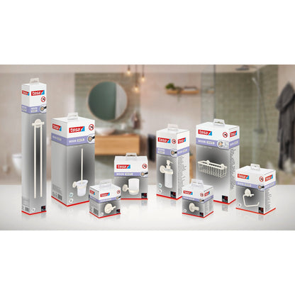 tesa MOON WHITE WC-Bürstenhalter, weiß matt, inkl. Klebelösung – Sortiment