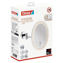 tesa VISIOON LED-Kosmetikspiegel Schwenkarm, selbstklebend, Metall verchromt, chromfarbener Kunststoff