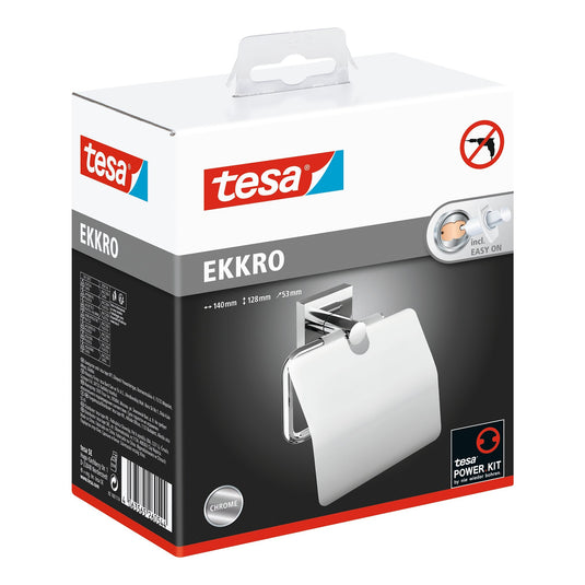 tesa EKKRO Βάση χαρτιού υγείας με καπάκι, αυτοκόλλητη, από επιχρωμιωμένο μέταλλο