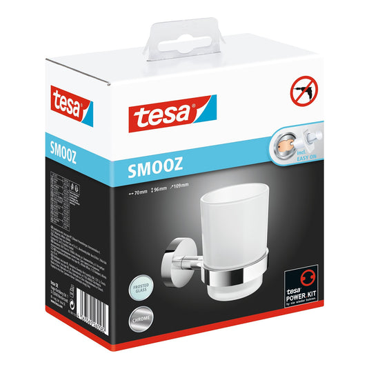 Βάση για ποτήρια tesa SMOOZ, αυτοκόλλητη, από επιχρωμιωμένο μέταλλο