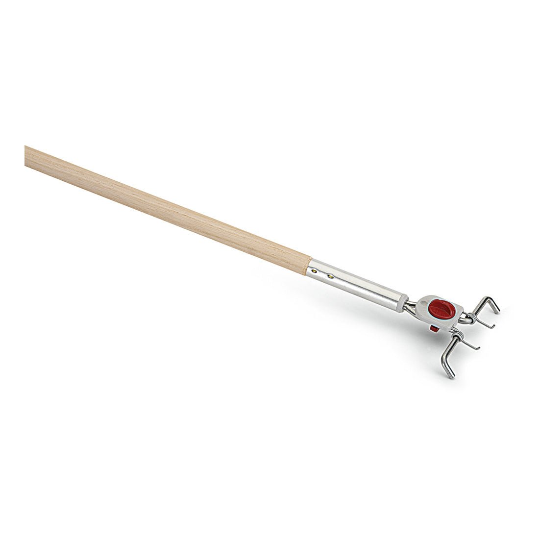 Η ξύλινη λαβή Nölle Profi Brush Beco® (24 mm) από την Nölle Profi Brush Bürsten- & Pinseltechnik e.K. διαθέτει μια ανθεκτική ξύλινη λαβή και ένα μεταλλικό κεφάλι με κόκκινη λεπτομέρεια στη βάση, ιδανική για το πιάσιμο ή τη συλλογή αντικειμένων.