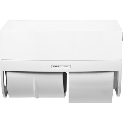 Ο διανομέας χαρτιού υγείας CWS ParadiseLine Toilettenpapierspender Toilettenpapier inklusive Panel Weiß χωράει δύο ρολά (ένα γεμάτο, ένα μερικό), τοποθετείται στον τοίχο και φέρει το λογότυπο CWS - ιδανικός για κάθε WC.